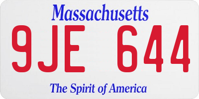 MA license plate 9JE644