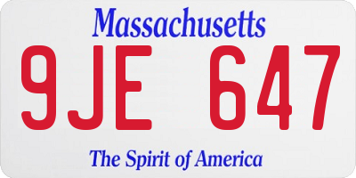 MA license plate 9JE647