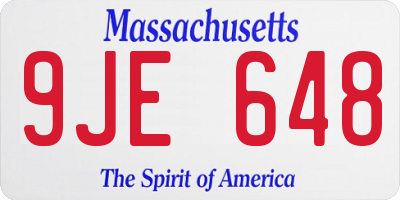 MA license plate 9JE648