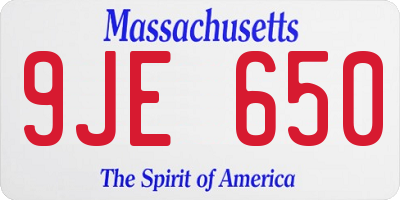 MA license plate 9JE650