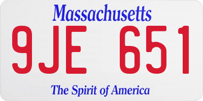 MA license plate 9JE651