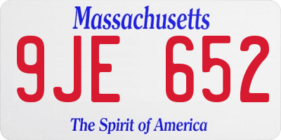 MA license plate 9JE652