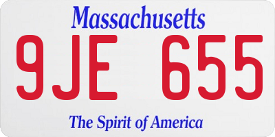 MA license plate 9JE655