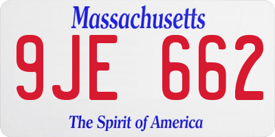 MA license plate 9JE662