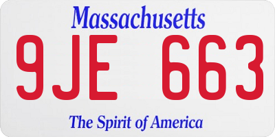 MA license plate 9JE663