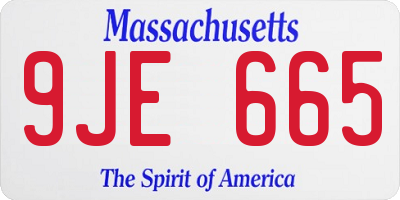 MA license plate 9JE665