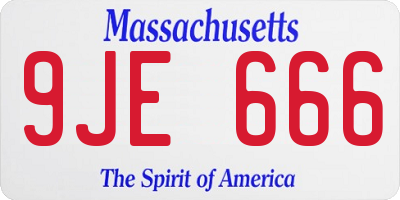 MA license plate 9JE666
