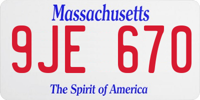 MA license plate 9JE670