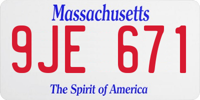 MA license plate 9JE671