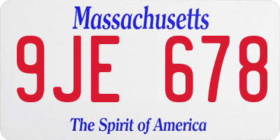 MA license plate 9JE678
