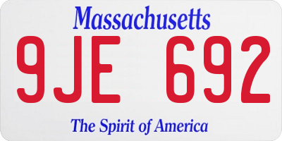 MA license plate 9JE692
