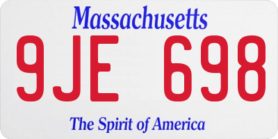 MA license plate 9JE698