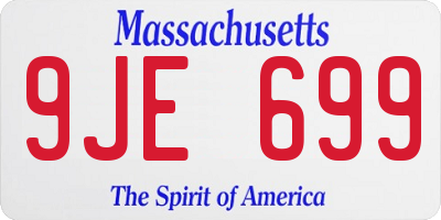 MA license plate 9JE699