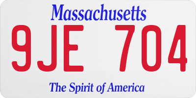 MA license plate 9JE704