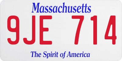 MA license plate 9JE714