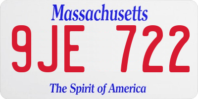 MA license plate 9JE722