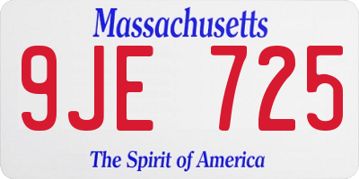 MA license plate 9JE725