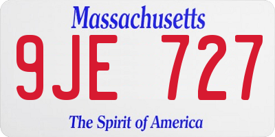MA license plate 9JE727