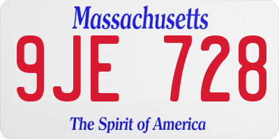 MA license plate 9JE728