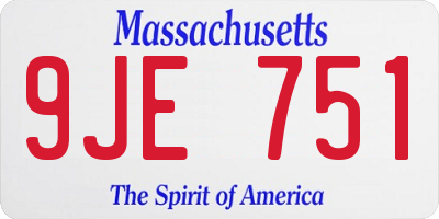 MA license plate 9JE751