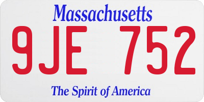 MA license plate 9JE752