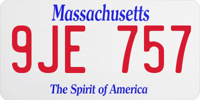 MA license plate 9JE757