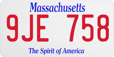 MA license plate 9JE758