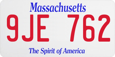 MA license plate 9JE762