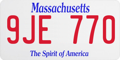 MA license plate 9JE770