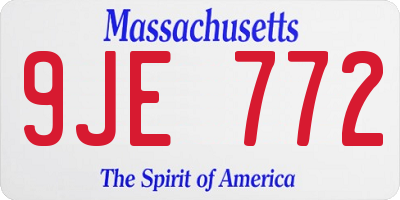 MA license plate 9JE772