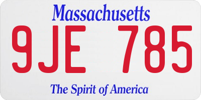 MA license plate 9JE785