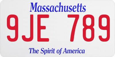 MA license plate 9JE789