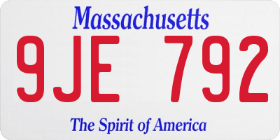 MA license plate 9JE792
