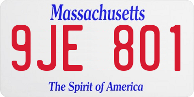 MA license plate 9JE801
