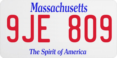 MA license plate 9JE809