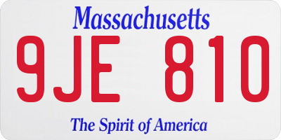 MA license plate 9JE810