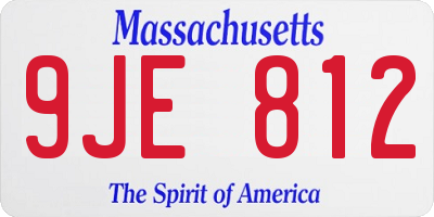 MA license plate 9JE812