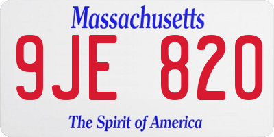 MA license plate 9JE820