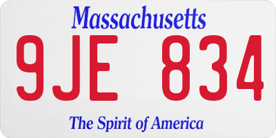 MA license plate 9JE834