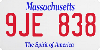 MA license plate 9JE838