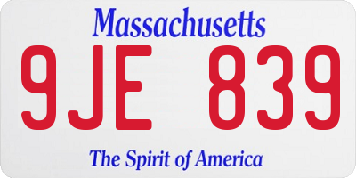 MA license plate 9JE839
