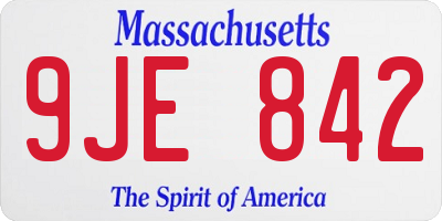 MA license plate 9JE842