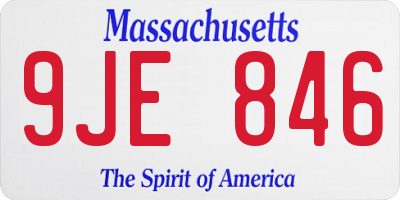 MA license plate 9JE846