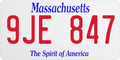MA license plate 9JE847