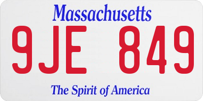 MA license plate 9JE849