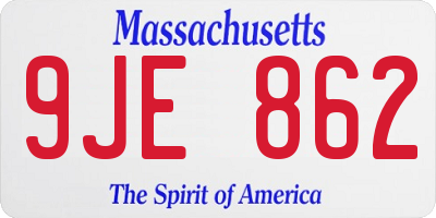 MA license plate 9JE862