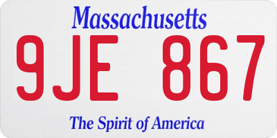MA license plate 9JE867