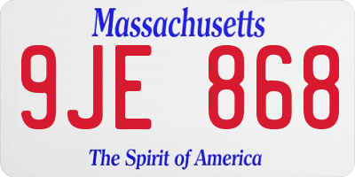 MA license plate 9JE868