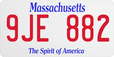 MA license plate 9JE882