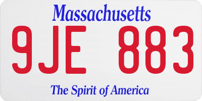 MA license plate 9JE883